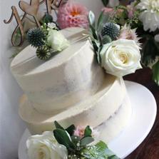 Two Tier Semi Naked Cake with Fresh Flowers